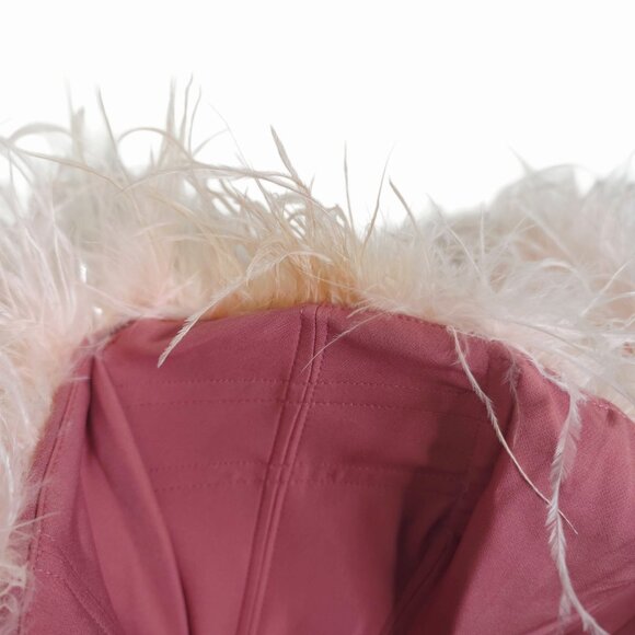 House of CB Alexa Mini Dress Warm Pink Feather Strapless Size S - Picture 9 of 14